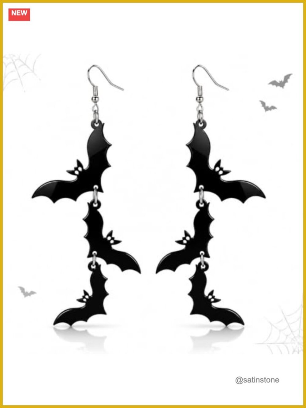 Acrylic Halloween Bat Dangle Earrings Drop Halloween Party Costume Jewelry